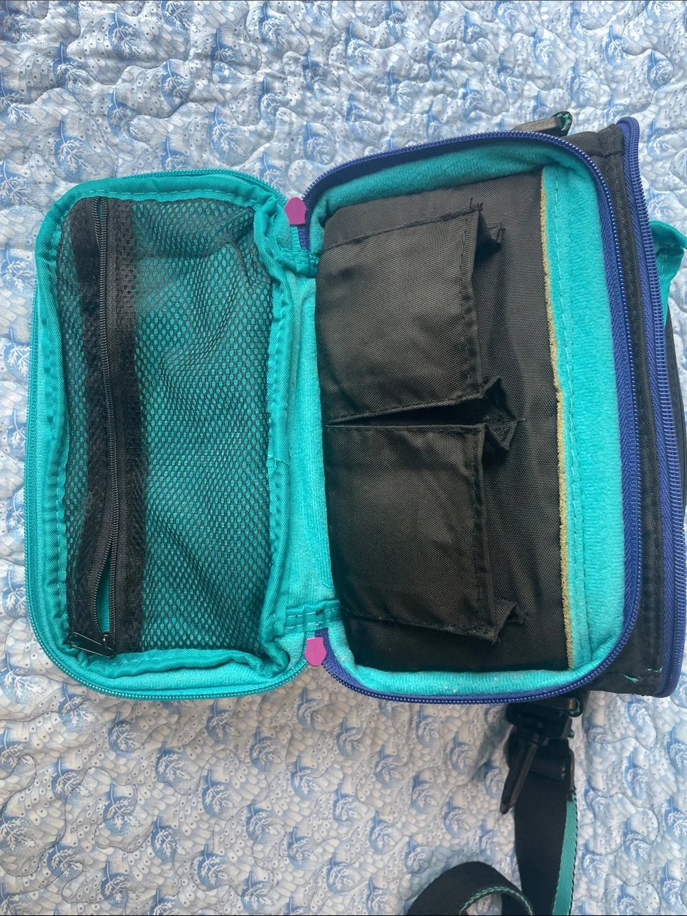 Samsonite Black Bag with Purple and Teal Logo Patch